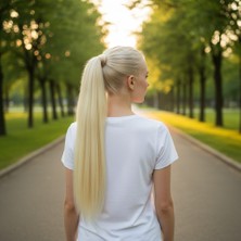 Esranın Dünyası Bağlamalı Düz At Kuyruğu / Açık Platin