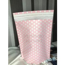 Calperia Puanlı Pembe Hediye Torbası, Bantlı 20X20 cm - 2 Adet