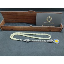 İskeçe Tesbih 475 Ayar Gümüş Püsküllü El Boy Kalingrad White Amber 6.5 Gr.sertifikalı 9623