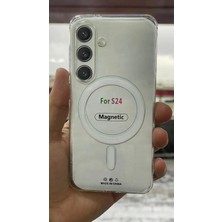 İzel Aksesuar Samsung Galaxy S24 Sert Pc Sararmaz Magsafe Şeffaf  Kılıf
