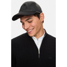 Logan Siyah Baseball Cap Ekoseli Kaşe Nakışlı ve Metal Tokalı Standard Fit Unisex Şapka