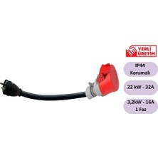 E-Qsr Energy Adaptör 22KW 32A /3,2 Kw 16A /1 Faz / 50 cm
