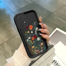 HONTINGA Samsung Galaxy A52S 5g ile Uyumlu Kılıfı Düşüme Önleyici Basitlik Anti Düşme Kamera Korumali Çiçek Siyah Desen Yumuşak Silikon Telefon Kılıfı Kadın ve Erkek Için Uygundur K2-0409