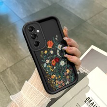 HONTINGA Samsung Galaxy M14 ile Uyumlu Kılıfı Düşüme Önleyici Basitlik Anti Düşme Kamera Korumali Çiçek Siyah Desen Yumuşak Silikon Telefon Kılıfı Kadın ve Erkek Için Uygundur K2-0409
