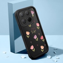 HONTINGA Xiaomi 15T Pro ile Uyumlu Kılıfı Düşüme Önleyici Basitlik Anti Düşme Kamera Korumali Şirin Kedi Çiçek Siyah Desen Yumuşak Silikon Telefon Kılıfı Kadın ve Erkek Için Uygundur K2-0409