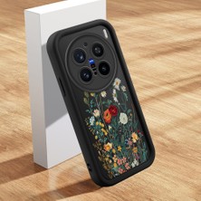 HONTINGA Vivo X200 Pro ile Uyumlu Kılıfı Düşüme Önleyici Basitlik Anti Düşme Kamera Korumali Şirin Kedi Çiçek Siyah Desen Yumuşak Silikon Telefon Kılıfı Kadın ve Erkek Için Uygundur K2-0409