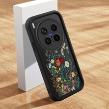 HONTINGA Vivo X300 Pro ile Uyumlu Kılıfı Düşüme Önleyici Basitlik Anti Düşme Kamera Korumali Şirin Kedi Çiçek Siyah Desen Yumuşak Silikon Telefon Kılıfı Kadın ve Erkek Için Uygundur K2-0409