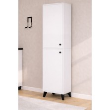 Mobilique Kumru Çok Amaçlı Dolap Beyaz Suntalam 172 cm Yükseklik 45 cm Derinlik 6 Raflı Modern Tasarım