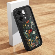 HONTINGA Oppo Reno 14 Pro 5g ile Uyumlu Kılıfı Düşüme Önleyici Basitlik Anti Düşme Kamera Korumali Şirin Kedi Çiçek Siyah Desen Yumuşak Silikon Telefon Kılıfı Kadın ve Erkek Için Uygundur K2-0409