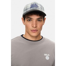 Jermaıne Bej Baseball Cap Ekoseli Kaşe Nakışlı ve Metal Tokalı Standard Fit Unisex Şapka