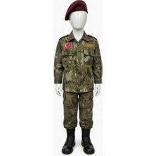 Single Sword Unisex/Erkek/Kız Çocuk Polis-Asker Kıyafeti Elbisesi Üniforma Takımı Kostüm (Bordo Bereli 1 Yaş)