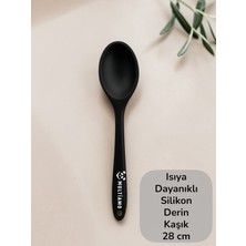 Multiamo Sert Uçlu Isıya Dayanıklı Yanmaz Yapışmaz Silikon Uzun Kaşık 28 cm