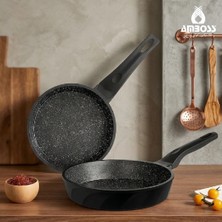 Kuvars 2 Parça Döküm Titanyum Kaplama Tava Seti 18-22 cm