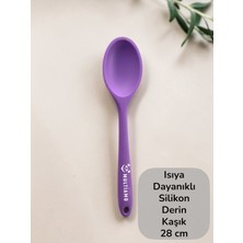 Multiamo Sert Uçlu Isıya Dayanıklı Yanmaz Yapışmaz Silikon Uzun Kaşık 28 cm