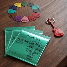 Maxword Gt-Electric-3x Elektro Gitar Teli 3 Takım Set + 12 Pena