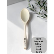 Multiamo Sert Uçlu Isıya Dayanıklı Yanmaz Yapışmaz Silikon Uzun Kaşık 28 cm