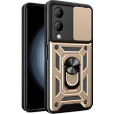 Eco Port Vivo Y17S Kılıf Pars Lens Yüzüklü Silikon - Gold