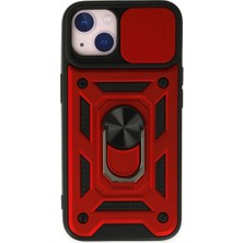 Eco Port Apple Iphone 14 Kılıf Pars Lens Yüzüklü Silikon - Kırmızı