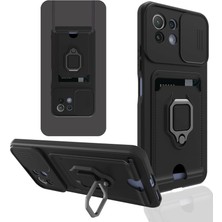 Eco Port Xiaomi Mi 11 Lite Kılıf Zuma Kartvizitli Yüzüklü Silikon - Siyah