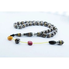 Blackcraft Oltu Taşı Tıraşlı Çizgi Desenli Tespih