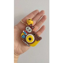 Famemus Accessory Kamera Labubu Model Resimli Işıklı Anahtarlık Çanta Süsü