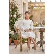 Pina Kids Kız Çocuk Lastikli Uzun Kollu  Beli Iki Kurdelalı Fisto Elbise ELB2011