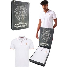 Galatasaray Lisanslı Erkek Beyaz Polo T-Shirt Lazer Kutu Hediyeli