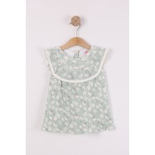 Joy Kids Kız Bebek %100 Pamuk Astarlı Müslin Elbise (6-24AY) (Yeşil)