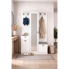 Sarmobi Harmony Portmanto Vestiyer Ayakkabılık 106X190X39 cm Beyaz - Modern Tasarım