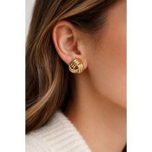 Desingshop Gold Renkli Sarmal Desenli Yeni Tasarım Küpe