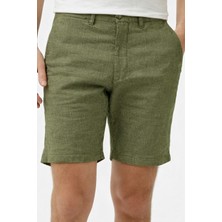 Lacoste Men's Slim Fit Bermuda Shorts Erkek Dar Kesim Keten Bermuda Şort Yeşil