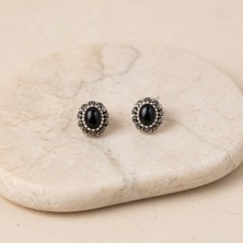 Blackcraft Oltu Taşı Oval Küpe