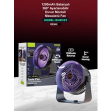 1200MAH Bataryalı 360° Ayarlanabilir Duvar Monteli -Masaüstü Fan Vantilatör Pervane