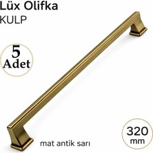 Badem10 Lüx Olifka Mat Antik Sarı 320 mm Kulp 5’li Set Modern Şık Dayanıklı Çekmece Dolap Kapak Kulpu