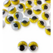 Nar Atölye 25 Adet - 1.5 cm Sarı Kirpikli Oynar Göz -Amigurumi ve El Sanatları Için