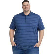 Battal Moda Battalmoda Erkek Büyük Beden Polo Yaka Çizgili Cepli Kısa Kollu Tişört 3xl-4xl-5xl-6xl