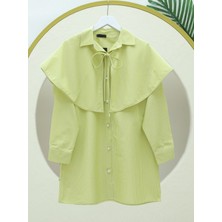 Pelerinli Çizgili Gömlek -Yağ Yeşili