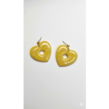 Lu Atelier Stellia Sarı Kalp Form Yıldız Detaylı Polimer Kil Küpe