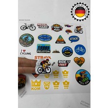 Kocamın Tasarımı 32 Adet Bisiklet Sticker Seti  Mtb, Yol ve Şehir Bisikleti Etiketleri Kask, Valiz, Laptop ve Defter Için