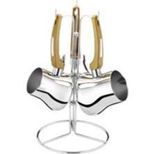 PremiumPort 3'lü 18/10 Paslanmaz Gold Çelik Cezve Takımı Seti