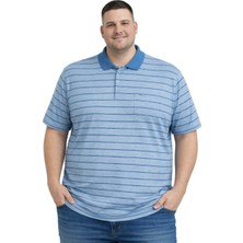 Battal Moda Battalmoda Erkek Büyük Beden Polo Yaka Çizgili Cepli Kısa Kollu Tişört 3xl-4xl-5xl-6xl