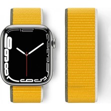 Pileli Store Pilelistore   Apple Watch 42MM Hasırlı Cırtcırtlı Kordon - Sarı