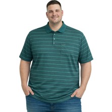 Battal Moda Battalmoda Erkek Büyük Beden Polo Yaka Melanj Benetton Çizgili Cepli Kısa Kollu Tişört 3xl-4xl-5xl-6xl