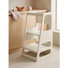 ALMITAL Kaidan Andesit Renk Çocuk Öğrenme Kulesi-Etkinlik Kulesi Ayarlanabilir Basamaklı Doğal MDF