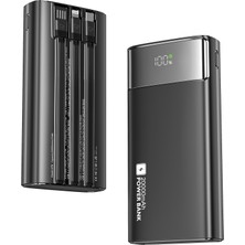 Cepini Cp-02 20.000MAH 22.5W Süper Hızlı Şarj Powerbank - Dahili 3'ü 1 Arada Kablolu ve Dijital Göstergeli