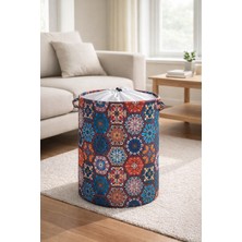 HomyJRs Homjr's Mozaik Desenli Lüks Katlanabilir Premium Kumaş Çok Amaçlı Kirli Çamaşır Sepeti ve Oyuncak Sepeti 32X40