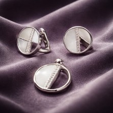 Jane Silver 925 Ayar Gümüş Sedefli Daire 2'li Set