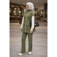 Esra Butik Modern Şık Yelekli 2’li Takım – Rahat Kesim Günlük Tesettür Spor Kombin