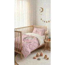 Talia Home Pembe Ay'da Oturan Kız Desenli Bebek Beşik Uyku Seti TLABG-280