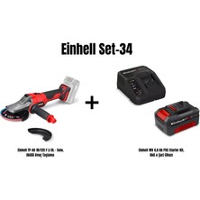 Einhell Set-34 (Einhell Tp-Ag 18/125 F Li Bl - Solo, Akülü Avuç Taşlama+Einhell 18V 4,0 Ah Pxc Starter Kit, Akü & Şarj Cihazı)